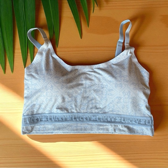 Lucky Brand Light Blue Printed Bralette - 2X - Adjustable Straps - Pads - Picture 1 of 9